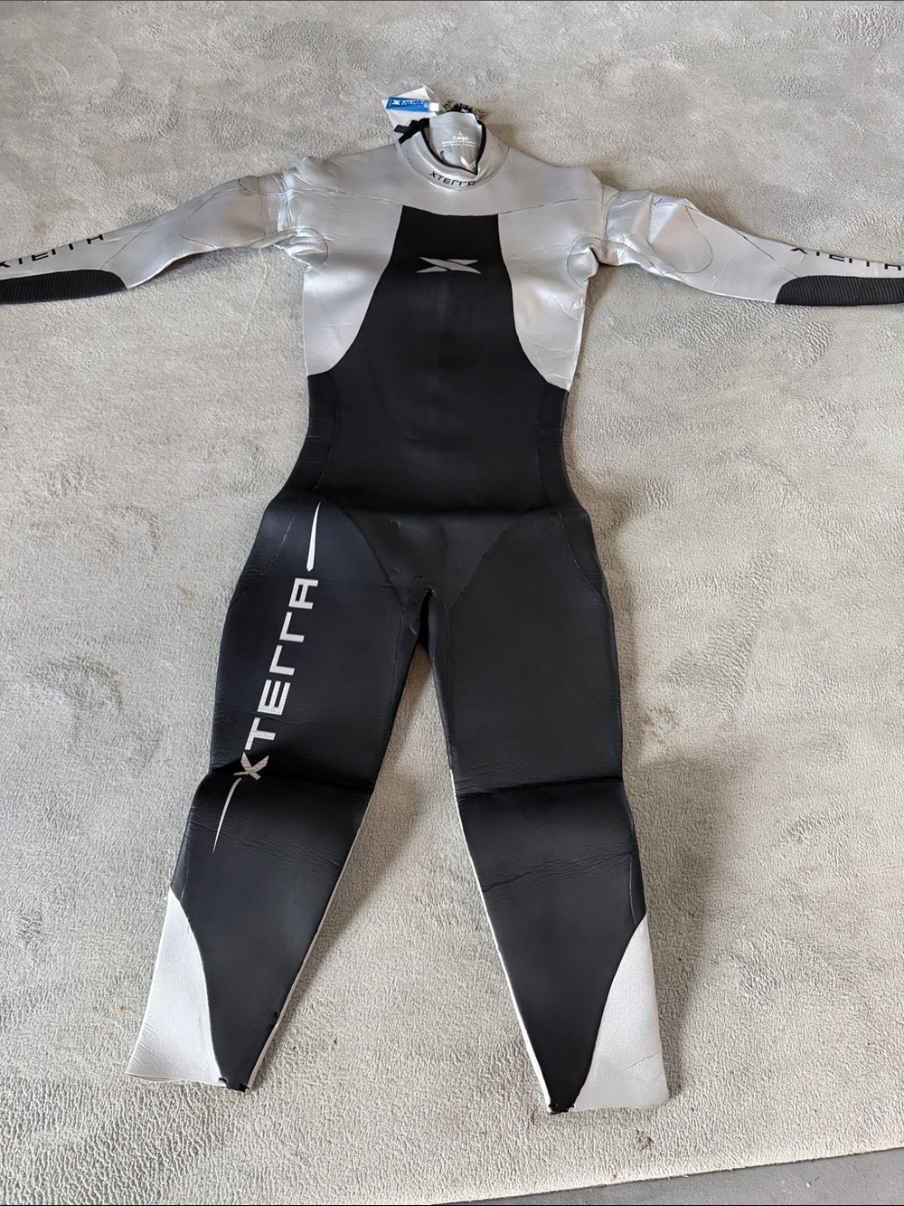 XTERRA Vengeance Men’s Black and Silver Full-Body Swim Rash Guard Wetsuit